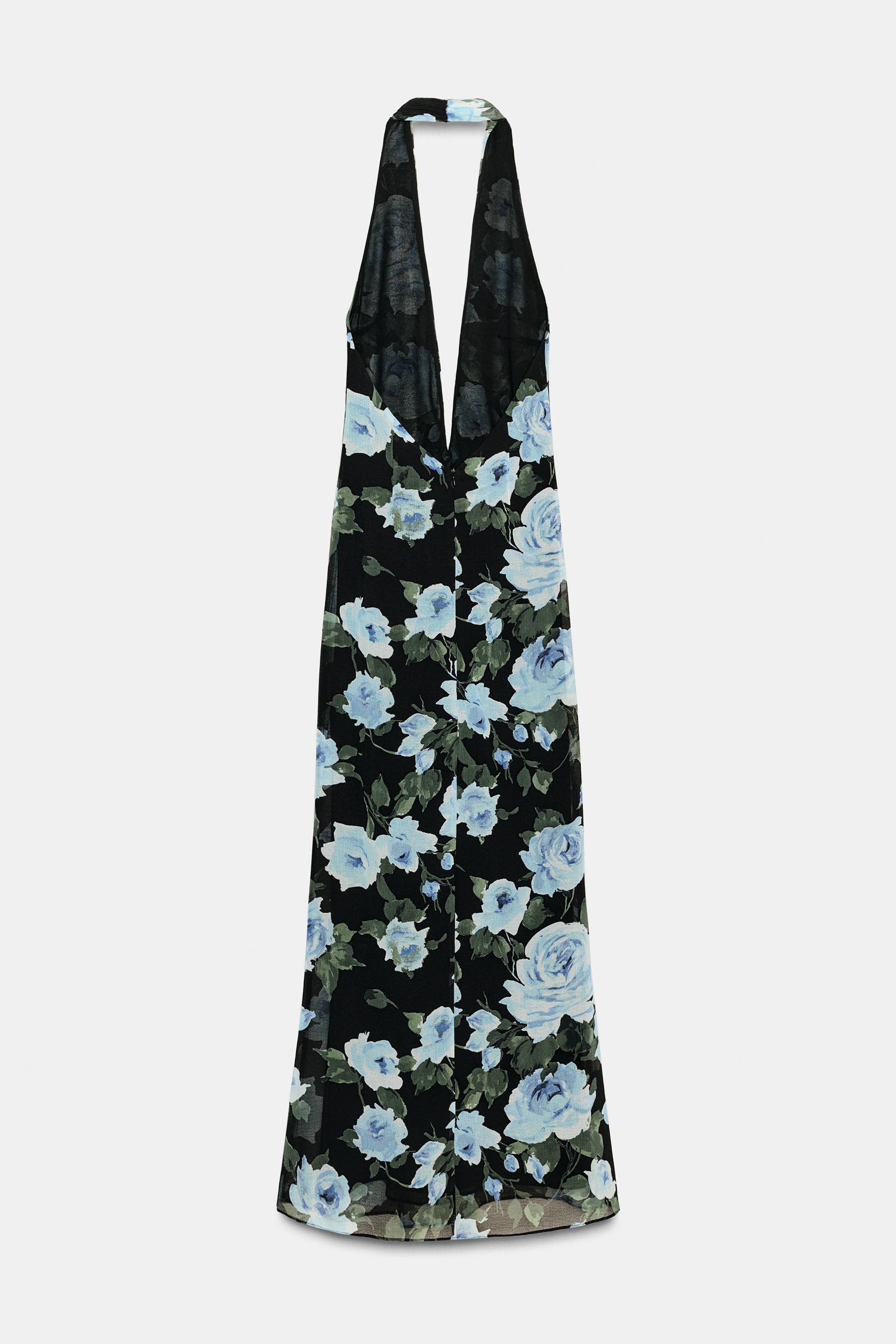 ROBE LONGUE AVEC NŒUD ET IMPRIMÉ FLEURI